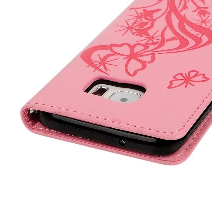(Not for S7) S7 Edge Case,Galaxy S7 Edge Case - Badalink Embossed Butterflies Wallet Flip Cover with Bling Diamonds... N14