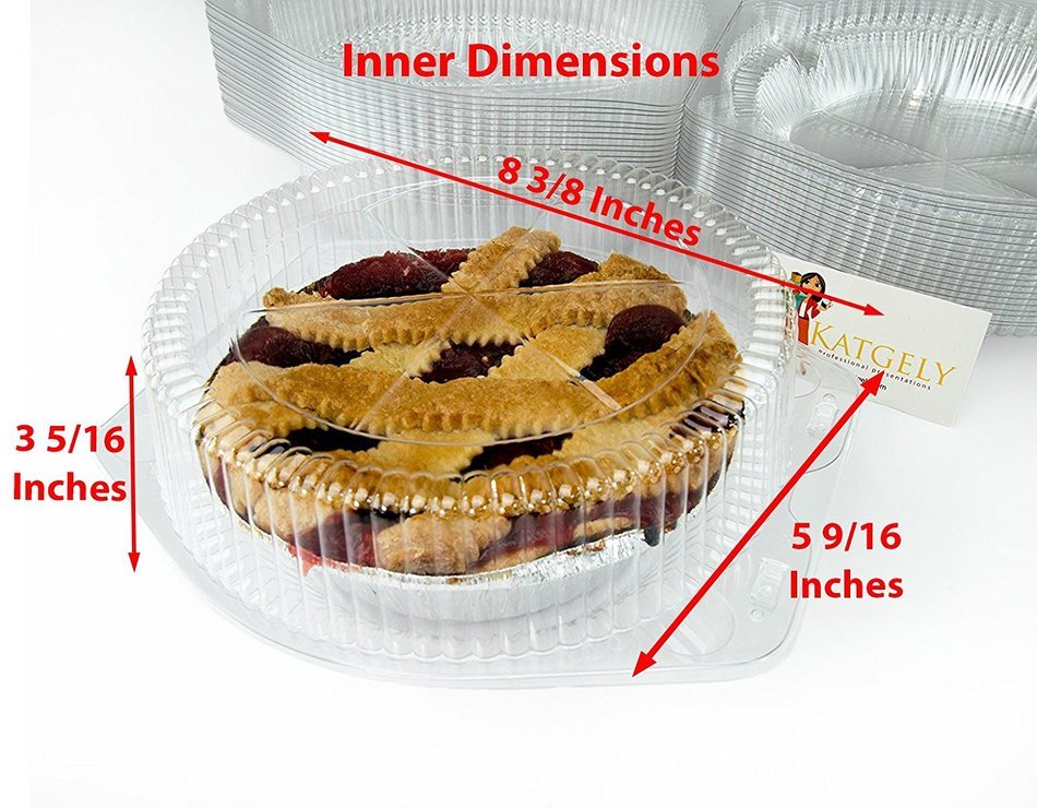 Katgely 8 Inch Plastic Pie Containers With Deep Dome (Pack of 20)