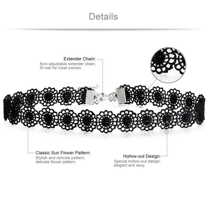CrazyPiercing 6 Pcs Set Choker Necklaces for Women Girls Black Velvet Tattoo Choker Collar Lace Gothic Vintage... N13