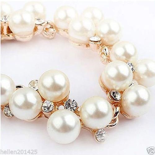 Fashion Women Jewelry Crystal Pearl Necklace Statement Bib Chunky Pendant Chain N3
