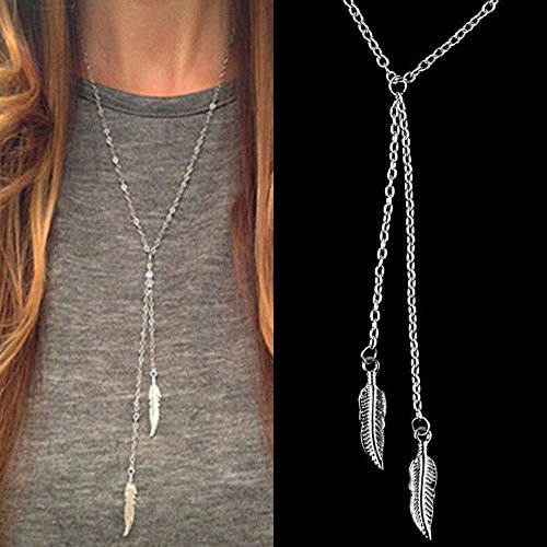 Women Boho Jewelry Choker Chunky Statement Leaves Pendant Chain Necklace Silver