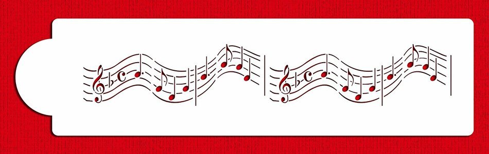 Designer Stencils C2128T Musical Notes Cake Stencil, 12", Beige/Semi-Transparent