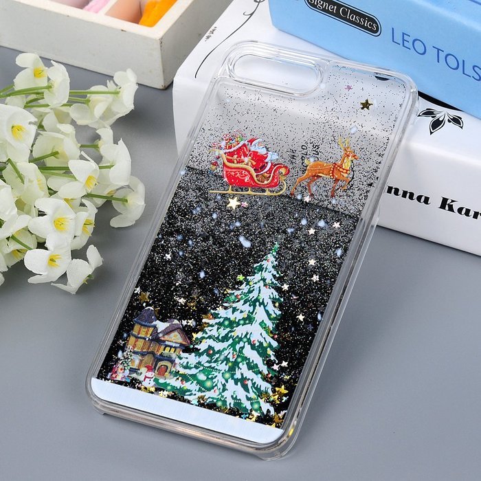 Badalink iPhone 7 Plus Case (5.5") Christmas Tree Liquid Case Clear Hard PC Case Bling Shiny Glitter Liquid Flowing... N23