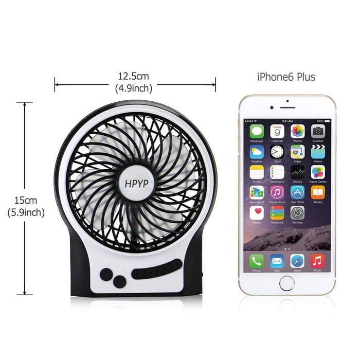 HPYP Portable Mini USB Electric 3-Speeds Personal Desktop Table Fan - 4.5"inch Vanes Fan Rechargeable Battery...