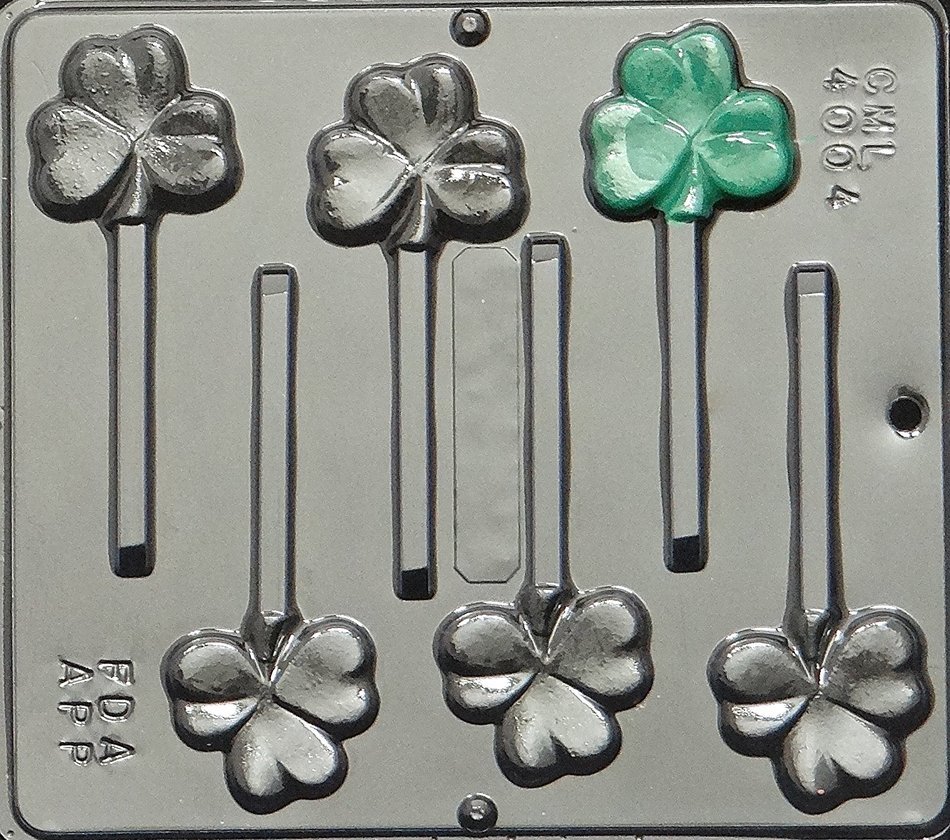 Three Leaf Clover Lollipop Chocolate Candy Mold Saint Patricks Day 4004