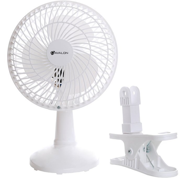 Avalon 6-Inch Clip-On Fan - Convertible Table-Top & Clip Fan, Fully Adjustable Head, Two Quiet Speeds - Ideal... N6