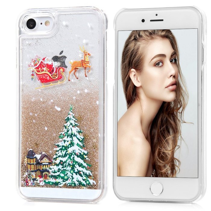 Badalink iPhone 7 Case (4.7") Christmas Tree Liquid Case Crystal Clear Hard PC Case Bling Shiny Glitter Liquid... N8