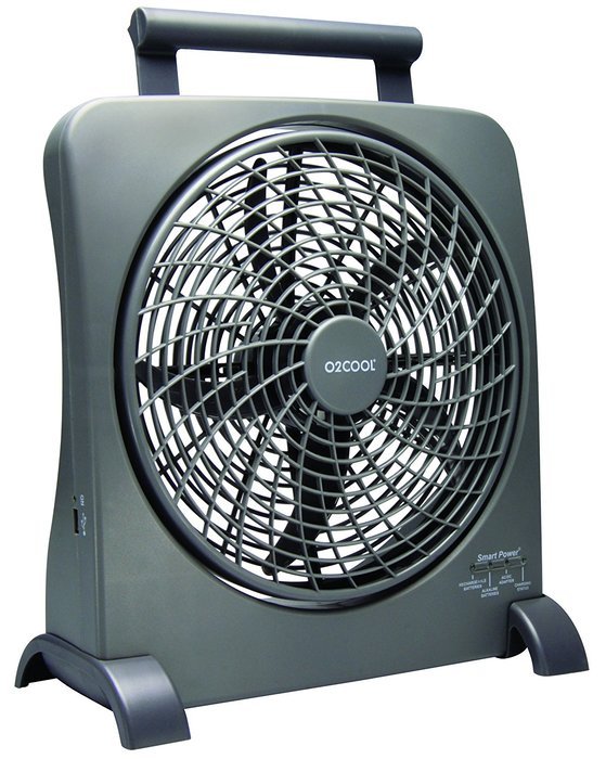 O2COOL&reg; 10-Inch Portable Smart Power&reg; Fan with AC Adapter & USB Charging Port