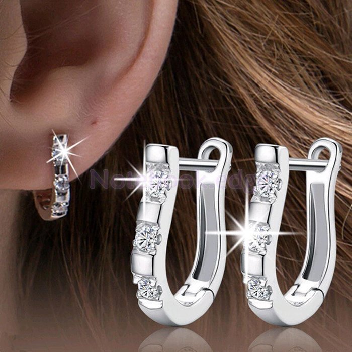New Fashion women Jewelry Rhinestone Crystal Silver Ear Stud Hoop Earrings