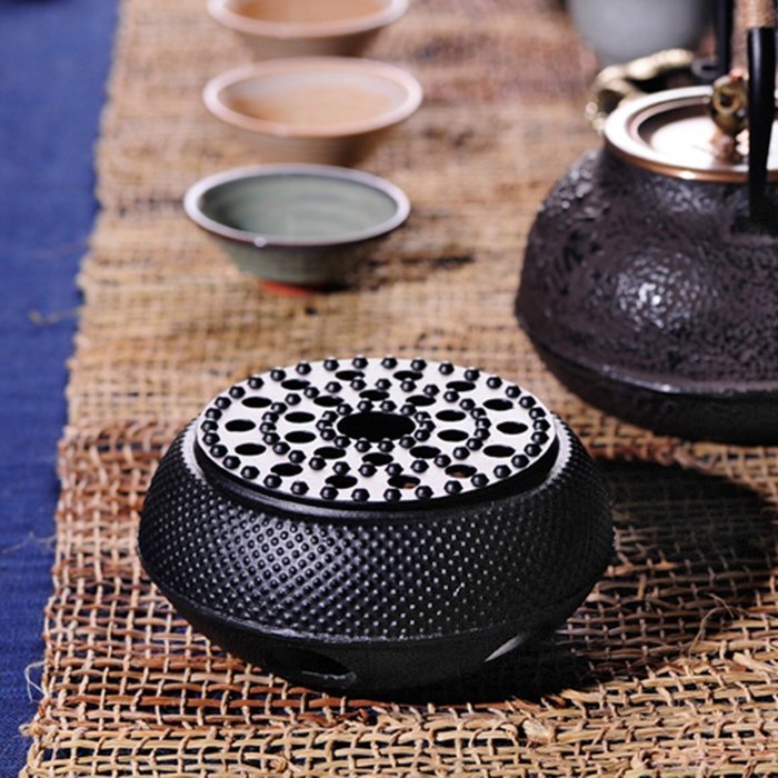Homestia Cast Iron Teapot Warmer Black Honeycomb Pattern Antique Style 5.12"(Dia) N2