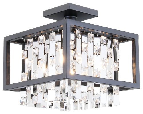 DVI Lighting DVP6311GR-CRY Semi Flush Mount with Clear Crystals Shades, Graphite Finish by DVI
