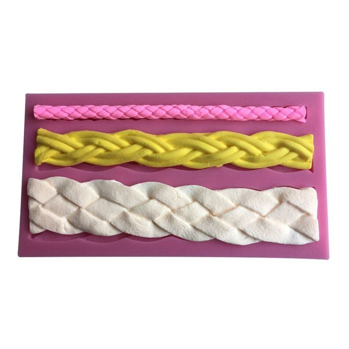 FLY 3 Kinds Belt Pattern 3D Silicone Fondant Cake Mold For Cake Decorating Baking Mould,Pink