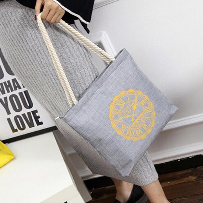 AutumnFall Fashion Cute Printing Women Girls Canvas Bags Shoulder Bag Casual Handbag (Gray) N14
