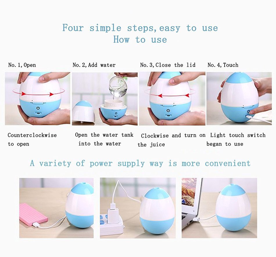 UnitedPlug 150ml Electric USB Mini Portable Travel Home Office Ultrasonic Air Cool Mist Humidifier tumbler roly-poly N7