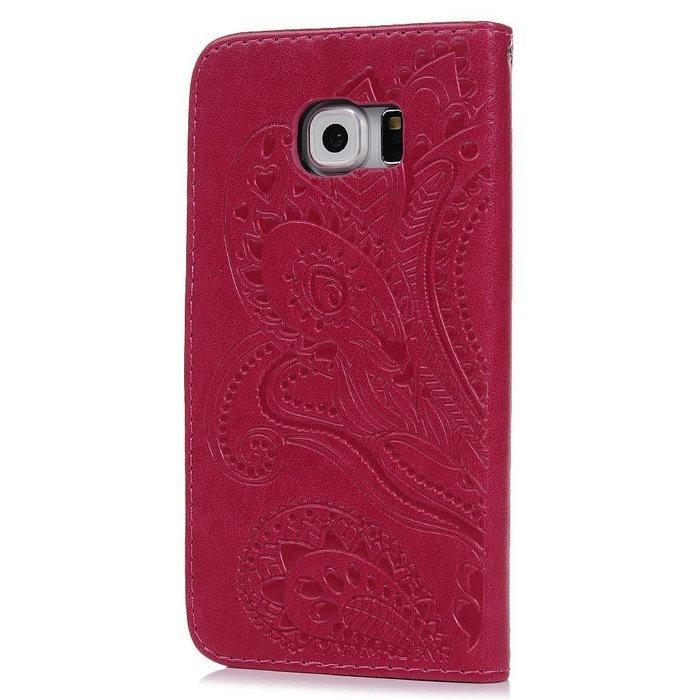 Galaxy S6 Case,Samsung Galaxy S6 Case - Wallet Flip Stand Case Embossed Plants PU Leather Case Shockproof Soft... N15