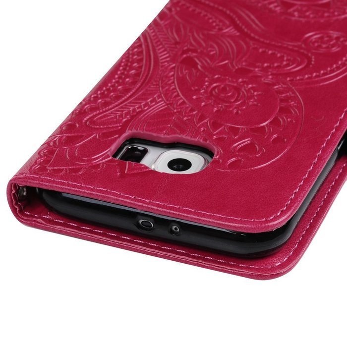 Galaxy S6 Case,Samsung Galaxy S6 Case - Wallet Flip Stand Case Embossed Plants PU Leather Case Shockproof Soft... N16