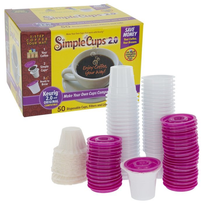 Disposable Cups for Use in Keurig&reg; 2.0 Brewers - 50 - 2.0 Cups, Lids, and Filters - Use Your Own Coffee in 2.0...