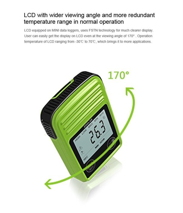 ZOGLAL MINI-TH Portable Precision Large LCD Display Backlight Alarming Big Capacity Green USB Digital Temperature... N7