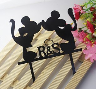 Mr & Mrs Bride and Groom Silhouette Wedding Cake Topper Pick COVERED WITH A PROTECTIVE LAYER WHICH SHOULD BE TORN... N2