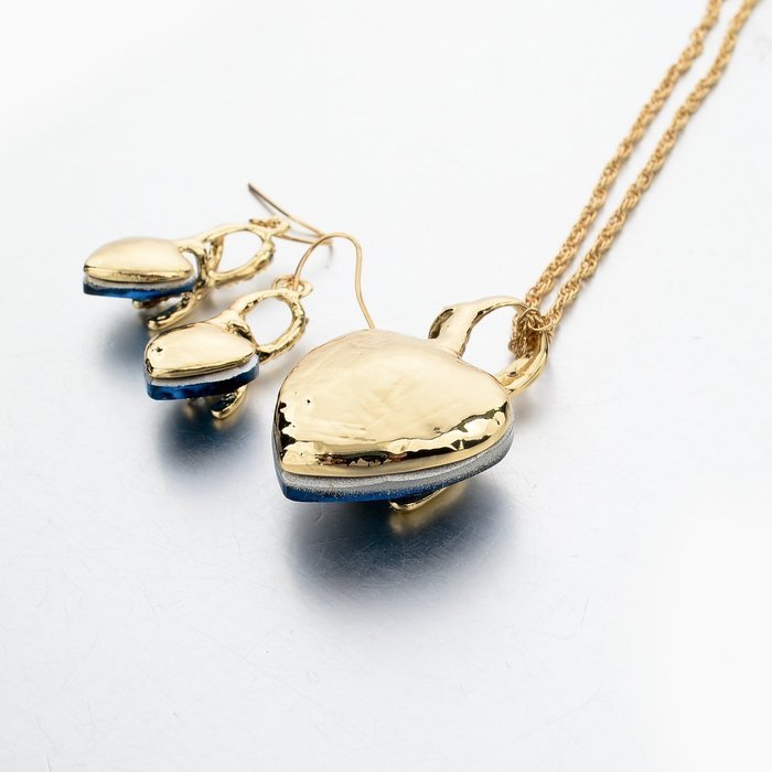 Jewelry Sets- Morenitor[TM] Gold Plated Austrian Crystal Heart Shape Necklace Earrings Set. N5