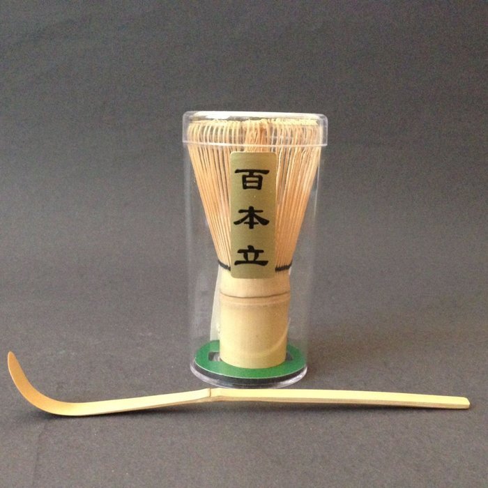Japanese Nami Wave Porcelain Matcha Bowl Bamboo Scoop 100 Whisk Tea Ceremony Set