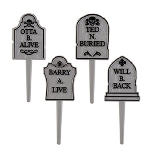 Oasis Supply Cupcake/Cake Halloween Tombstone Picks, 3-Inch, Gray/Black, 12-Pack