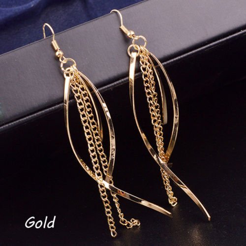 CharmingPlated silver Fashion Stylish Lady Dangle Ear Stud Hoop Earrings N2