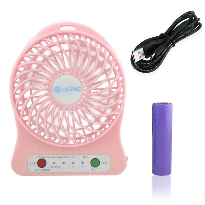 Summarytip Portable Mini USB Fan 4-inch Vanes 3 Speeds Rechargeable Desktop Fan Battery/ USB Powered (White) N11