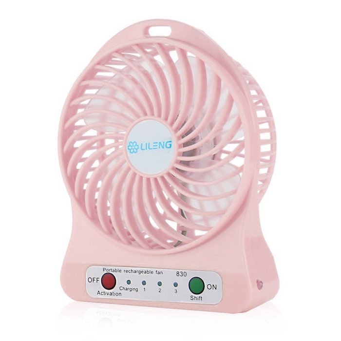 Summarytip Portable Mini USB Fan 4-inch Vanes 3 Speeds Rechargeable Desktop Fan Battery/ USB Powered (White) N12