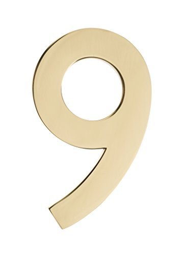 Architectural Mailboxes 3585PB-9 5 in. Brass Floating House Number 9, Polished Brass by ARCHITECTURAL MAILBOXES