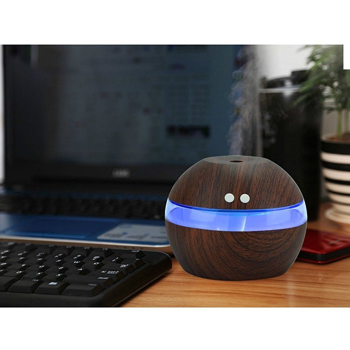 NIUDB USB Air Humidifier 200ml Portable Mini Ultrasonic Cool Mist Diffuser Humidifier Deep Wood Grain for Office... N2