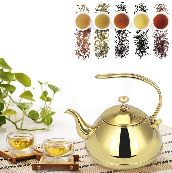Tea Kettle CHANMOL 50oz Stainless Steel Tea Pot with Infuser Filter Arc Handle ,Best Polished Espresso Coffee...