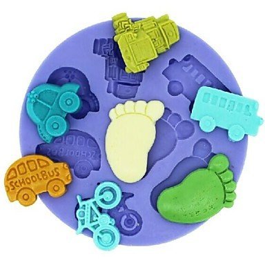Y&XL&H Bike Car Train Bus Feet Shaped Fondant Cake Chocolate Mold