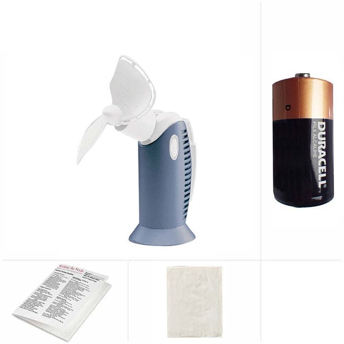 Portable Fan Tiny Tornado II with Duracell D Battery and Travel Cloth Bag Set N2