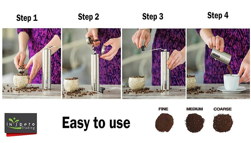 Manual Coffee Grinder, Premium Stainless Steel, Acrylic Glass, Ceramic Burr Grinder, Durable Coffee & Spice Mill...