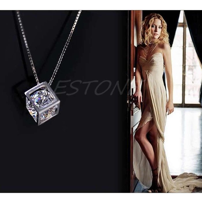 Fashion Women's Silver Plated Chain Crystal Rhinestone Pendant Necklace N N2