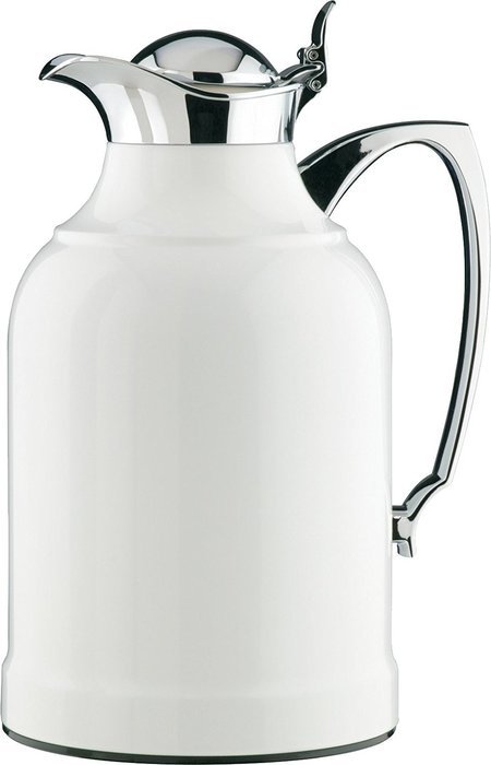 alfi Opal Glass Vacuum Lacquered Chrome Plated Brass Thermal Carafe for Hot and Cold Beverages, 1.5 L, White