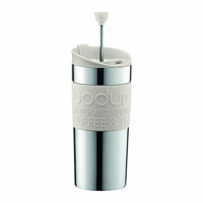 Bodum Coffee Travel Press With Extra Lid Stainless Steel - Black - 0.35 L, 12 Oz
