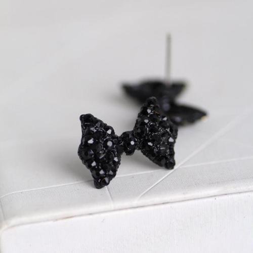 Fashion Women Cute Crystal Rhinestone Bow Ear Stud Bowknot Tie Earrings N6