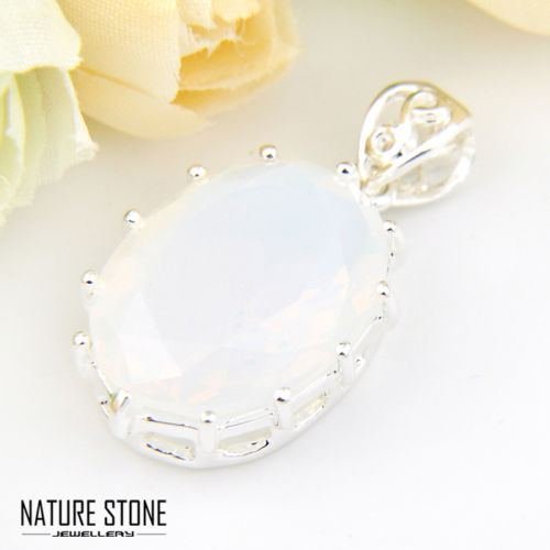 Special Price Rainbow Moonstone Gemstone Silver Necklace Pendants Jewlery Gift N5