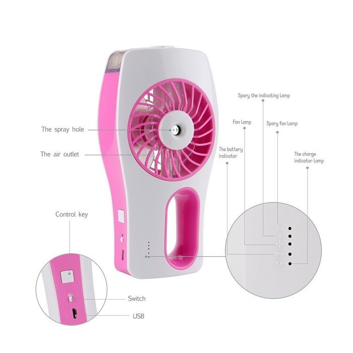 Monilon Mini Misting Fan Portable Cooling Humidifier USB Rechargeable Hydrating Fan with Built-in Battery Air... N7