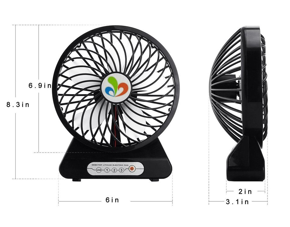 Touchshop Portable USB Rechargeble Desktop/Handhold Fan 5 Blades Electric Fan Powered by USB/2200mAh 18650 Battery N2