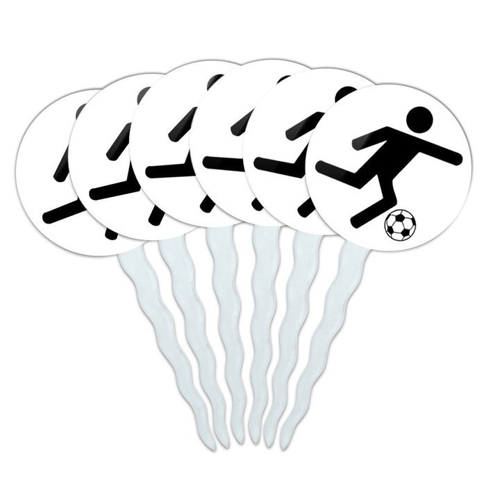 Set of 6 Cupcake Picks Toppers Decoration Sports and Hobbies - Bowling Ball