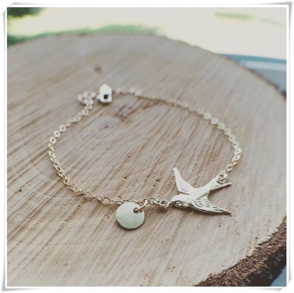 Bird Bracelet - Bird Initials Bracelet