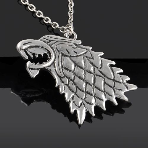 Vintage Game of Thrones House of Stark Wolf Fire Direwolf Pendant Necklace Gift N3
