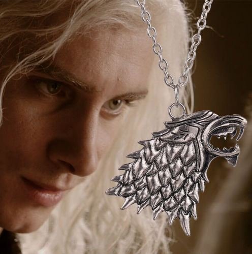 Vintage Game of Thrones House of Stark Wolf Fire Direwolf Pendant Necklace Gift N4