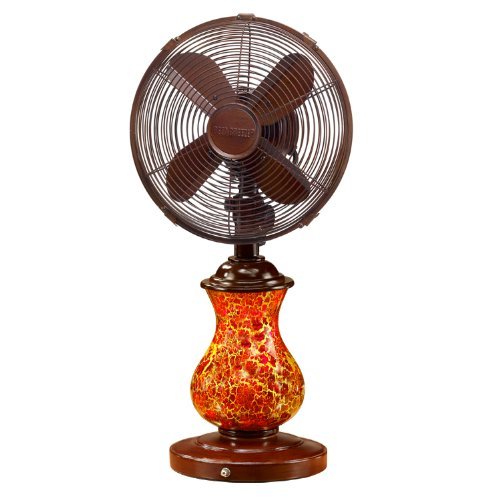 Deco Breeze DBF0672 Glass Table Fan, Rustic Crackle, 10-Inch