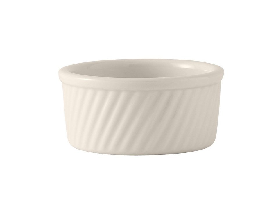 Tuxton BEX-0804 Vitrified China Souffle, Swirl Sides, 8 oz, 4", Eggshell (Pack of 12)