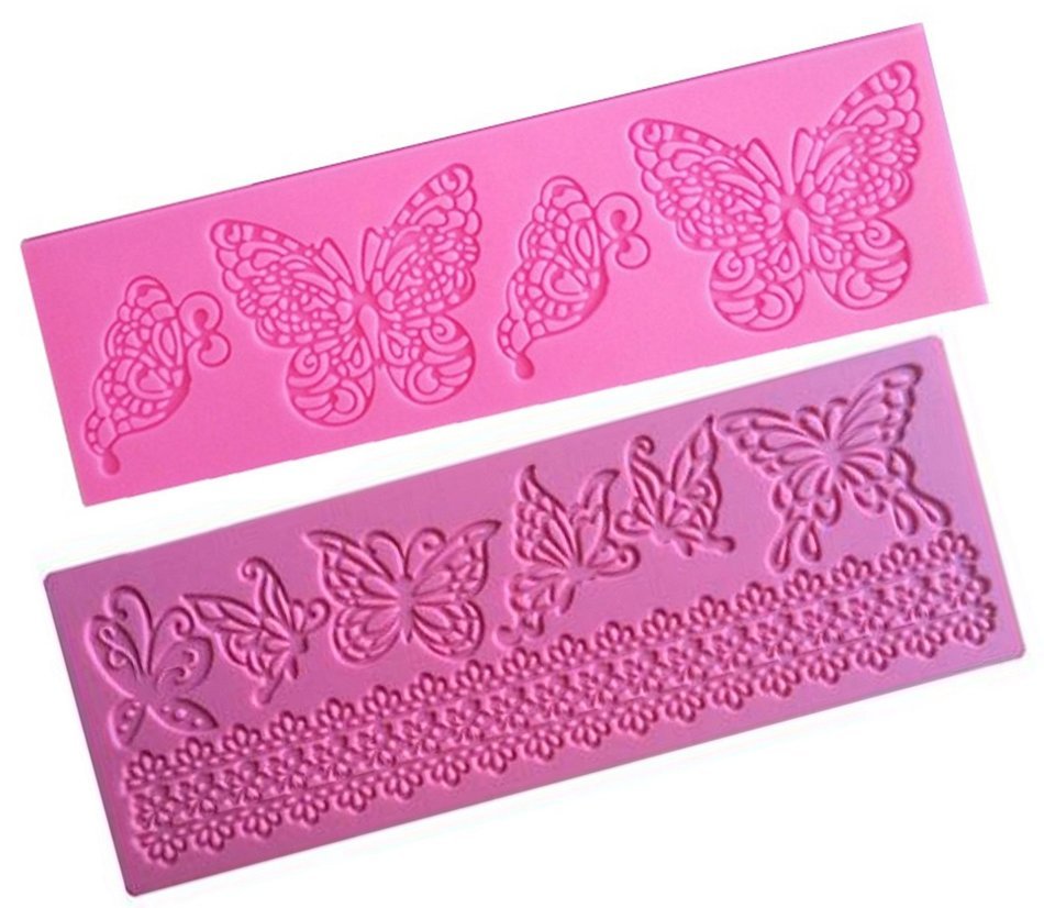 2-Pc Set Butterfly, Flutterby and Lace Fondant and Icing Mold for Cakes, Candy and More, by Accessorati