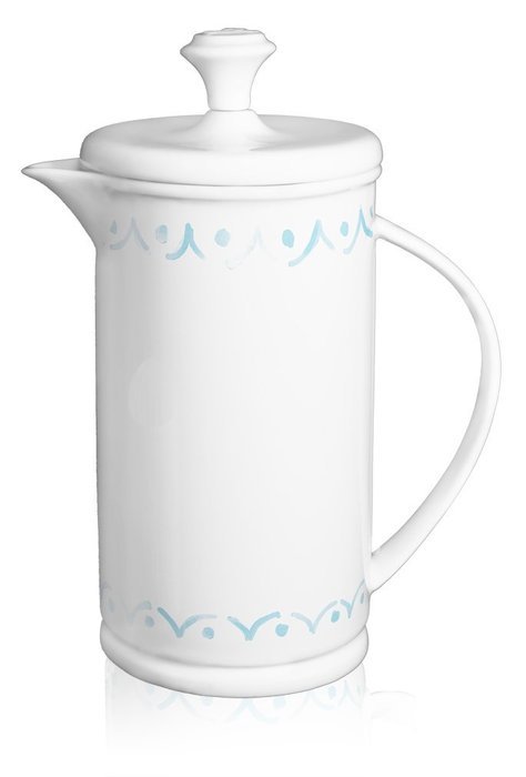 The French Press Coffee Company Porcelain & Stainless Steel Bow-handle French Press - Borders Orange N2